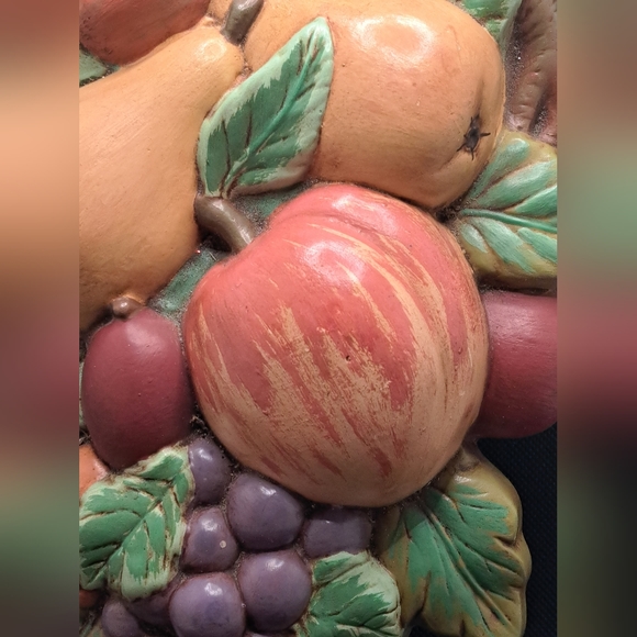 Vtg Vegetable Fruit Ceramic Pottery Wall Hanging Plaque Mid Century Pears 1968 - Picture 5 of 11
